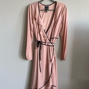 Adrianna Papell Blush Long Sleeve Dress with Black Accents
